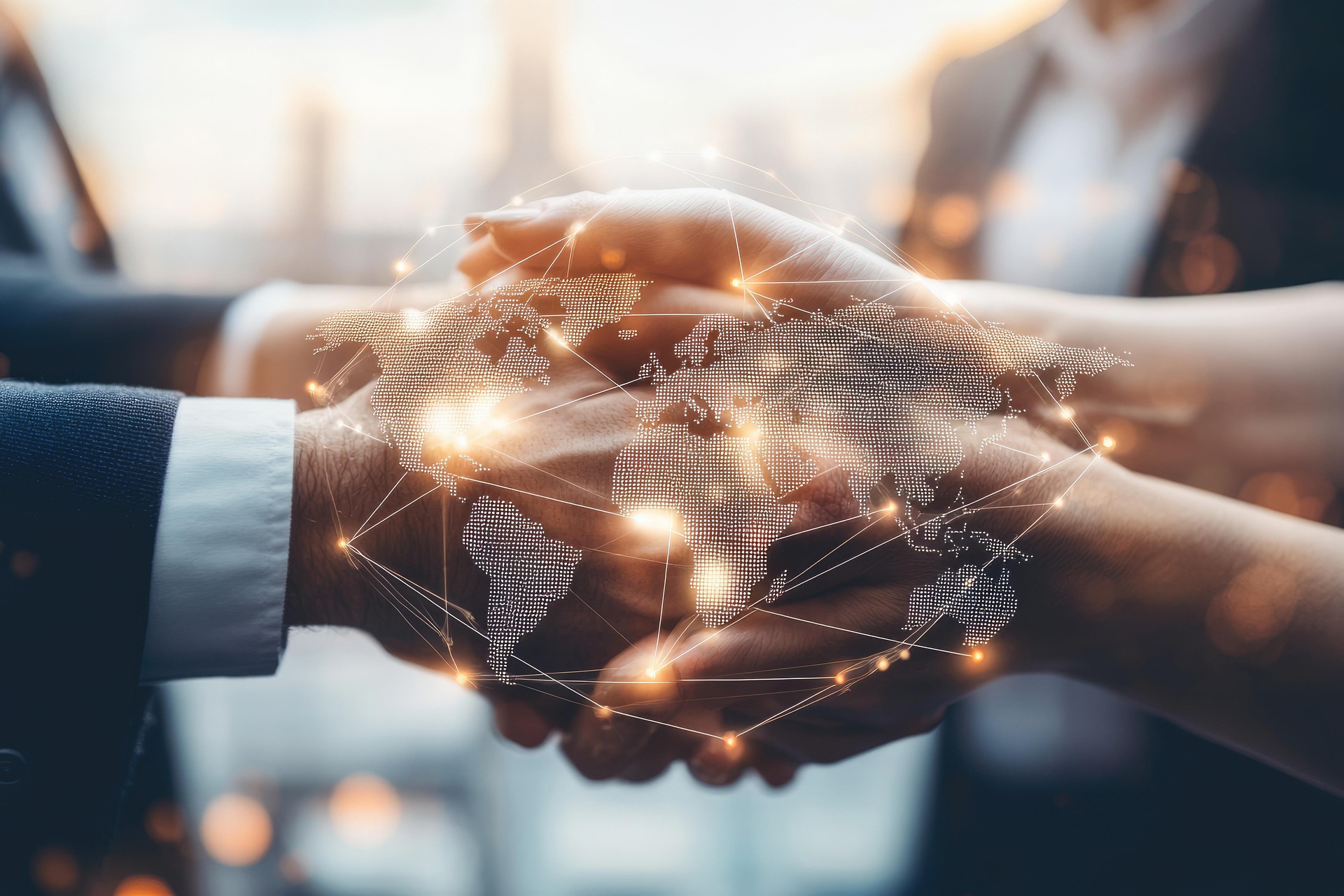 Global business routes connecting international markets